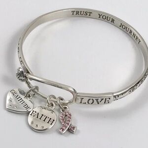 Brighton Power of Pink Collectible Silver Bangle Bracelet with Collectible Tin